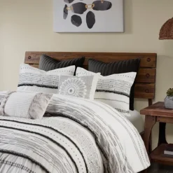 Duvets-Kirkland's Home Mia Striped 3-Pc. King Duvet Cover Set White