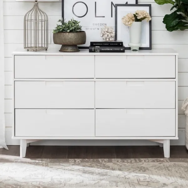 Dressers & Chests-Kirkland's Home Midcentury Grooved Handles Dresser White