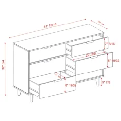 Dressers & Chests-Kirkland's Home Midcentury Grooved Handles Dresser White