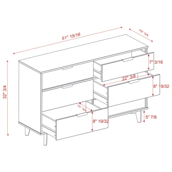 Dressers & Chests-Kirkland's Home Midcentury Grooved Handles Dresser White