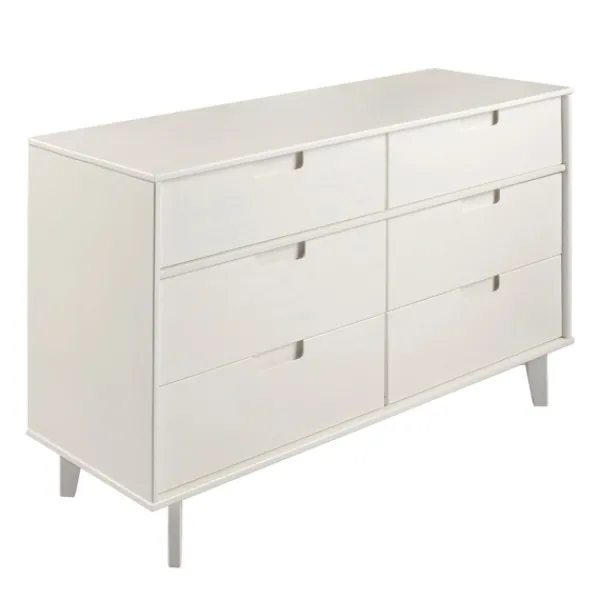 Dressers & Chests-Kirkland's Home Midcentury Grooved Handles Dresser White