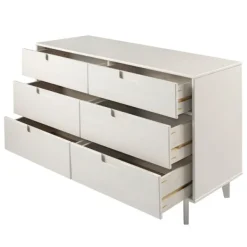 Dressers & Chests-Kirkland's Home Midcentury Grooved Handles Dresser White