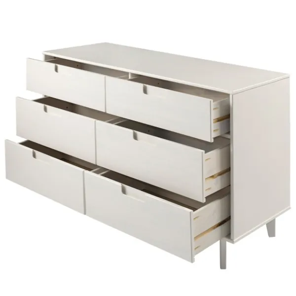 Dressers & Chests-Kirkland's Home Midcentury Grooved Handles Dresser White