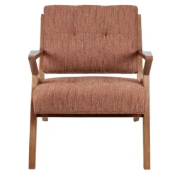 Accent Chairs-Kirkland's Home Mid-Century Pecan Finish Accent Chair Orange