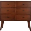 Dressers & Chests-Kirkland's Home Mid-Century Six Drawer Accent Chest Brown
