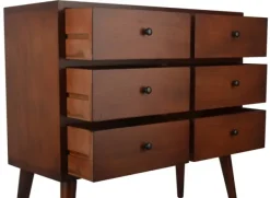 Dressers & Chests-Kirkland's Home Mid-Century Six Drawer Accent Chest Brown
