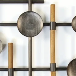 Wall Plaques-Kirkland's Home Mid-Century Wood And Metal Sculpture Wall Plaque Silver/Black/Brown