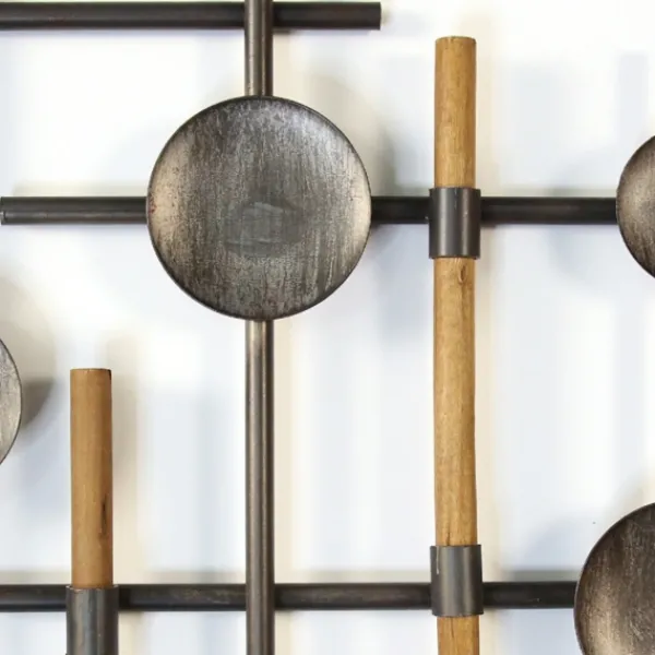 Wall Plaques-Kirkland's Home Mid-Century Wood And Metal Sculpture Wall Plaque Silver/Black/Brown