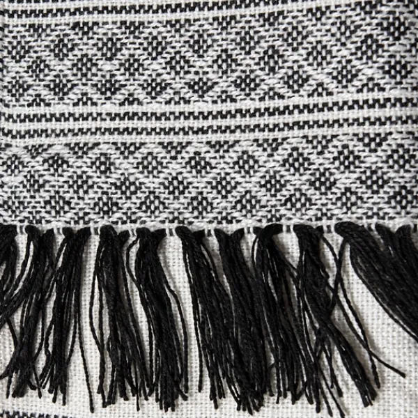 Blankets & Throws-Kirkland's Home Midnight Crosshatch Stripes Outdoor Throw Blanket White/Black