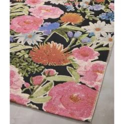 Outdoor Rugs-Kirkland's Home Midnight Garden Party Indoor/Outdoor Rug, 7X11 Black/Pink/Multi