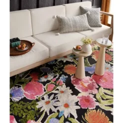 Outdoor Rugs-Kirkland's Home Midnight Garden Party Indoor/Outdoor Rug, 7X11 Black/Pink/Multi