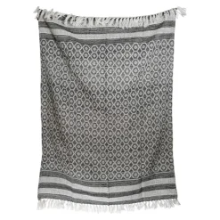 Blankets & Throws-Kirkland's Home Midnight Honeycomb Outdoor Throw Blanket White/Black