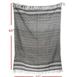 Blankets & Throws-Kirkland's Home Midnight Honeycomb Outdoor Throw Blanket White/Black