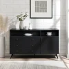 Cabinets & Sideboards-Kirkland's Home Midnight Mid-Century Modern Sideboard