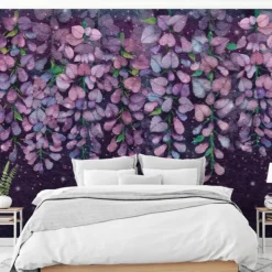 Wall Murals & Wall Decals-Kirkland's Home Midnight Purple Wisteria Peel And Stick Wall Mural Purple/Multi
