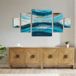 Canvas Art-Kirkland's Home Midnight Tide Canvas Art Prints, Set Of 5 Blue