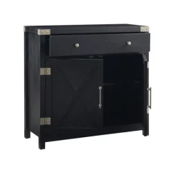 Cabinets & Sideboards-Kirkland's Home Midnight X-Shaped Doors Decorative Chest Black
