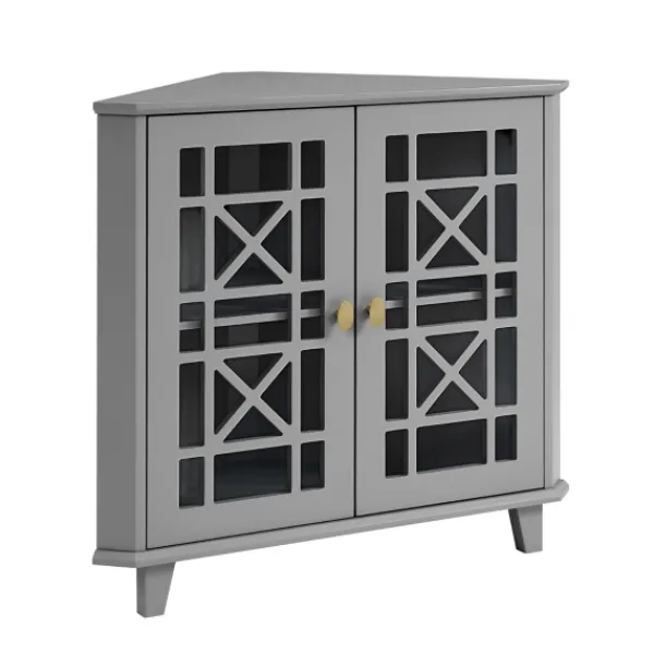 Cabinets & Sideboards-Kirkland's Home Mikie Corner Cabinet Gray