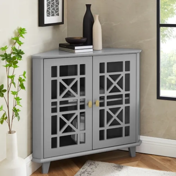 Cabinets & Sideboards-Kirkland's Home Mikie Corner Cabinet Gray
