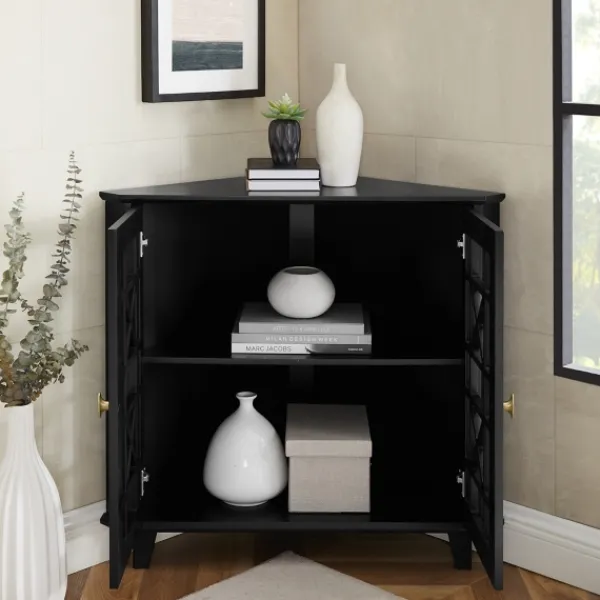 Cabinets & Sideboards-Kirkland's Home Mikie Corner Cabinet Black