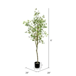 Trees & Topiaries-Kirkland's Home Milan Leaf Tree In Black Planter