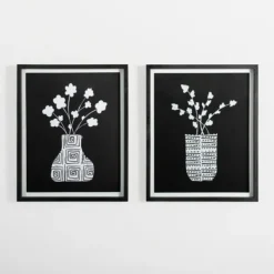 Framed Art-Kirkland's Home Millennial Floral Ii Framed Art Print Black/White