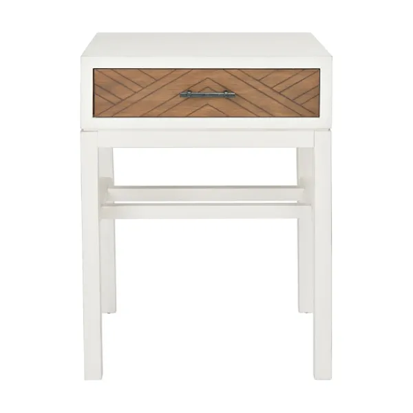 Accent & End Tables-Kirkland's Home Milo Honey Herringbone Accent Table White/Brown
