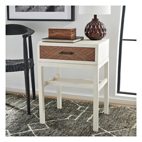 Accent & End Tables-Kirkland's Home Milo Honey Herringbone Accent Table White/Brown