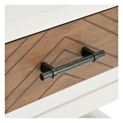 Accent & End Tables-Kirkland's Home Milo Honey Herringbone Accent Table White/Brown