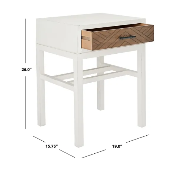 Accent & End Tables-Kirkland's Home Milo Honey Herringbone Accent Table White/Brown