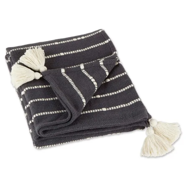 Blankets & Throws-Kirkland's Home Mineral Slub Stripe Decorative Throw Gray