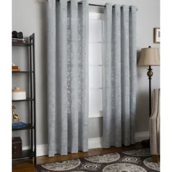 Curtains & Drapes-Kirkland's Home Mineral Woven Single Curtain Panel, 84 In. Gray