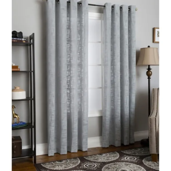 Curtains & Drapes-Kirkland's Home Mineral Woven Single Curtain Panel, 84 In. Gray