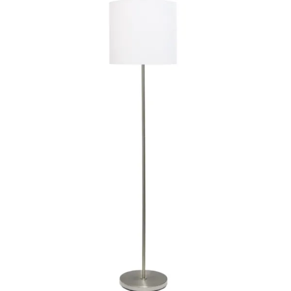 Floor Lamps-Kirkland's Home Minimal Brushed Nickel Stem Floor Lamp White