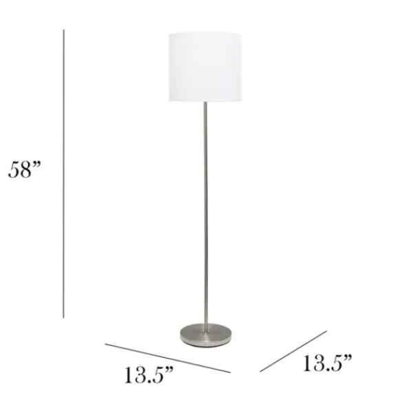 Floor Lamps-Kirkland's Home Minimal Brushed Nickel Stem Floor Lamp White