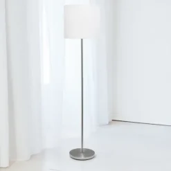 Floor Lamps-Kirkland's Home Minimal Brushed Nickel Stem Floor Lamp White