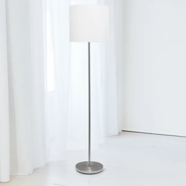 Floor Lamps-Kirkland's Home Minimal Brushed Nickel Stem Floor Lamp White
