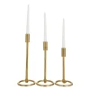 Candle Holders-Kirkland's Home Minimalist Circle Base 3-Pc. Candlestick Set Gold