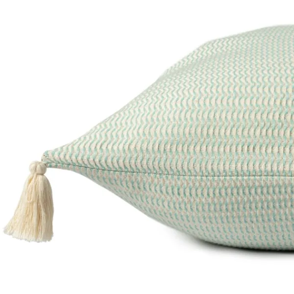 Pillows-Kirkland's Home Mint Trapeze Organic Cotton Throw Pillow Green/Ivory