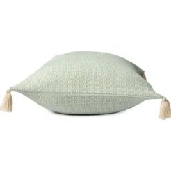 Pillows-Kirkland's Home Mint Trapeze Organic Cotton Throw Pillow Green/Ivory