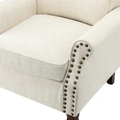Accent Chairs-Kirkland's Home Miriam Nailhead Trim Armchair Ivory