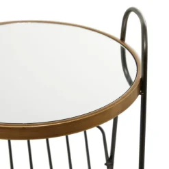 Accent & End Tables-Kirkland's Home Mirror Top Magazine Rack Side Table Black/Gold