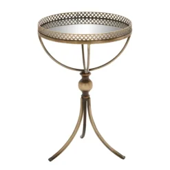 Accent & End Tables-Kirkland's Home Mirror Top Metal Accent Table Gold