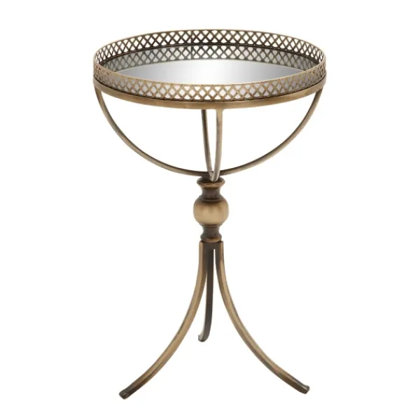 Accent & End Tables-Kirkland's Home Mirror Top Metal Accent Table Gold