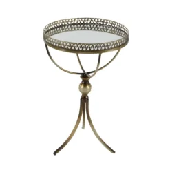 Accent & End Tables-Kirkland's Home Mirror Top Metal Accent Table Gold