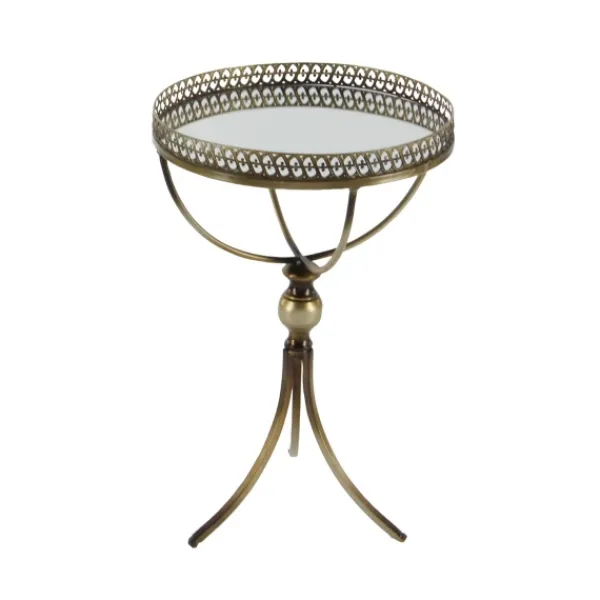 Accent & End Tables-Kirkland's Home Mirror Top Metal Accent Table Gold