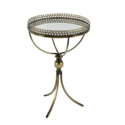 Accent & End Tables-Kirkland's Home Mirror Top Metal Accent Table Gold