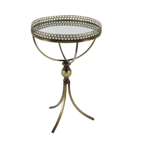 Accent & End Tables-Kirkland's Home Mirror Top Metal Accent Table Gold