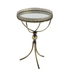 Accent & End Tables-Kirkland's Home Mirror Top Metal Accent Table Gold