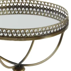 Accent & End Tables-Kirkland's Home Mirror Top Metal Accent Table Gold